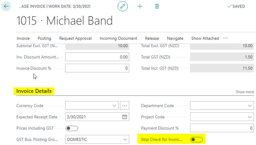 Purchase Invoice Skip Check
